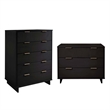 2-Piece Granville Solid Wood Tall Chest and Standard Dresser Set in Black
