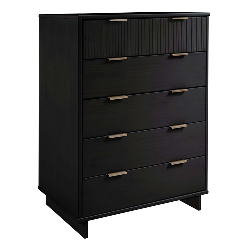2-Piece Granville Solid Wood Tall Chest and Standard Dresser Set in Black