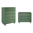 2-Piece Granville Solid Wood Tall Chest and Standard Dresser Set in Sage Green