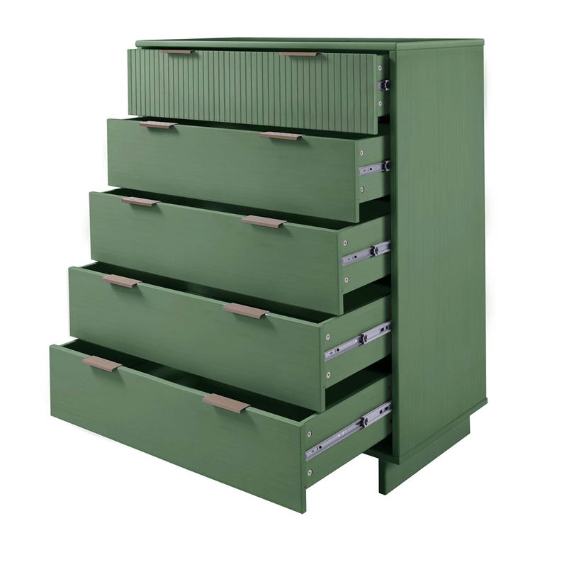 2-Piece Granville Solid Wood Tall Chest and Standard Dresser Set in Sage Green