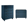 2-Piece Granville Solid Wood Tall Chest and Standard Dresser Set in Blue