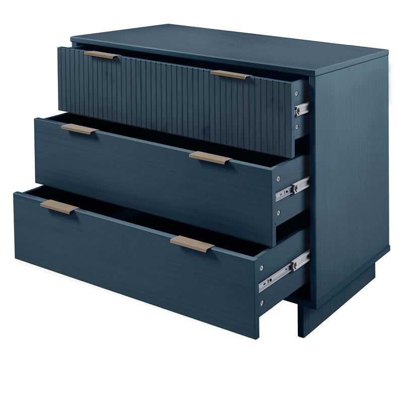 2-Piece Granville Solid Wood Tall Chest and Standard Dresser Set in Blue