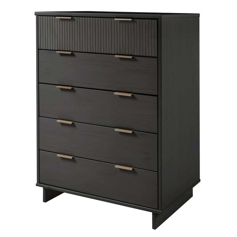 2-Piece Granville Solid Wood Tall Chest and Standard Dresser Set in Dark Grey