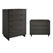 2-Piece Granville Solid Wood Tall Chest and Standard Dresser Set in Dark Grey