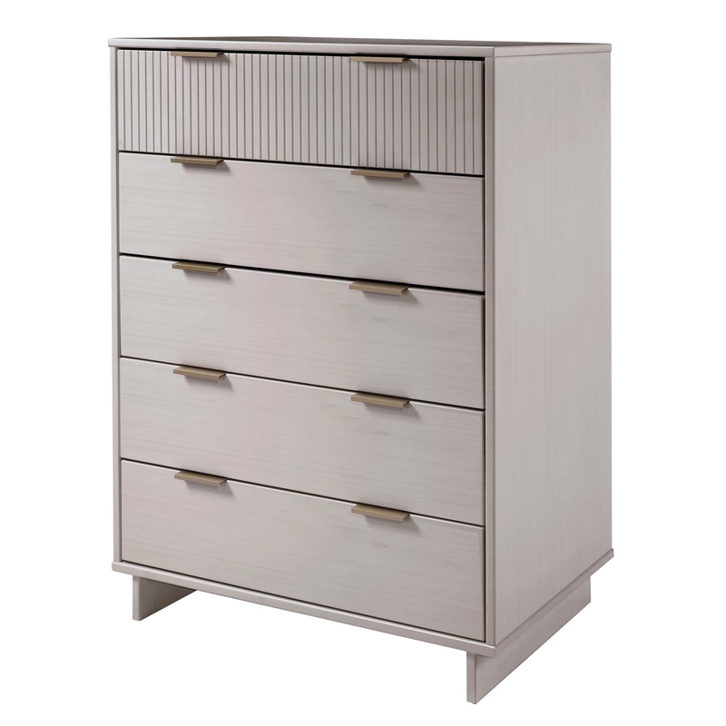 2-Piece Granville Solid Wood Tall Chest and Standard Dresser Set in Light Grey