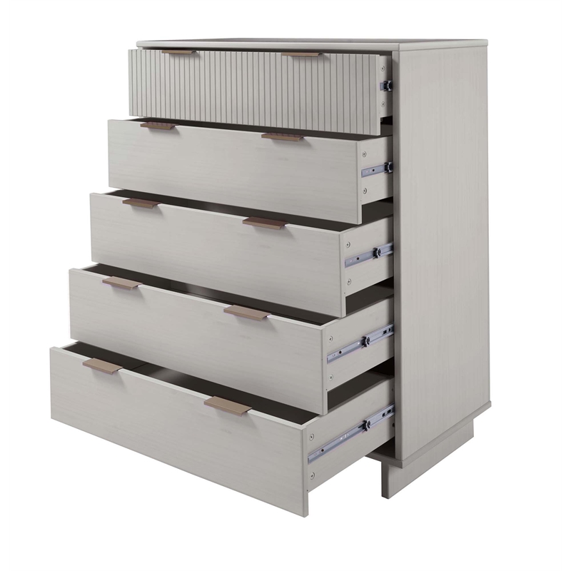 2-Piece Granville Solid Wood Tall Chest and Standard Dresser Set in Light Grey