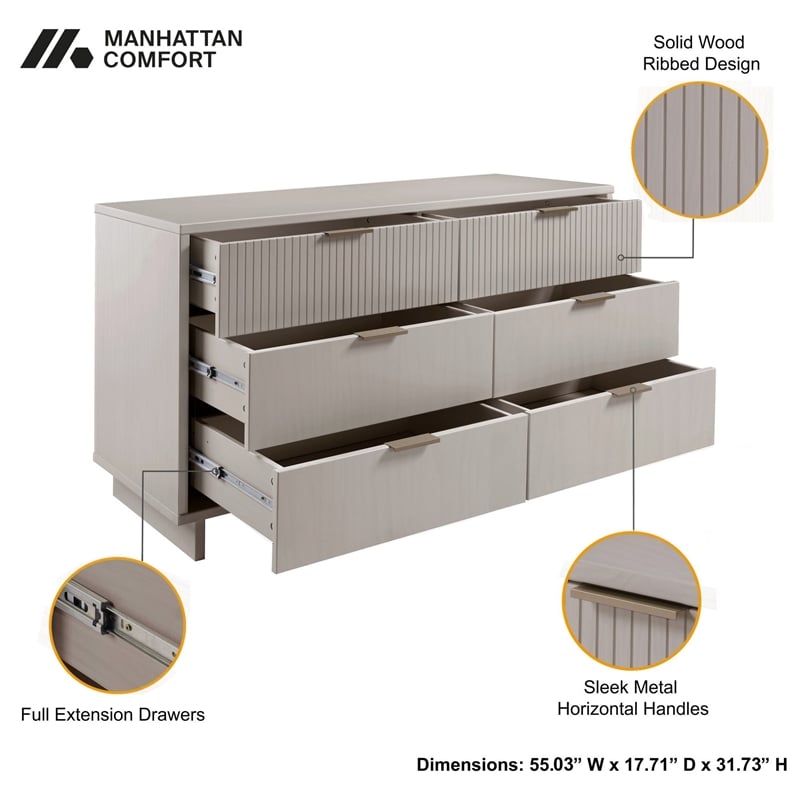3-Piece Granville Solid Wood Tall Narrow Chest Double Dresser & Standard Dresser