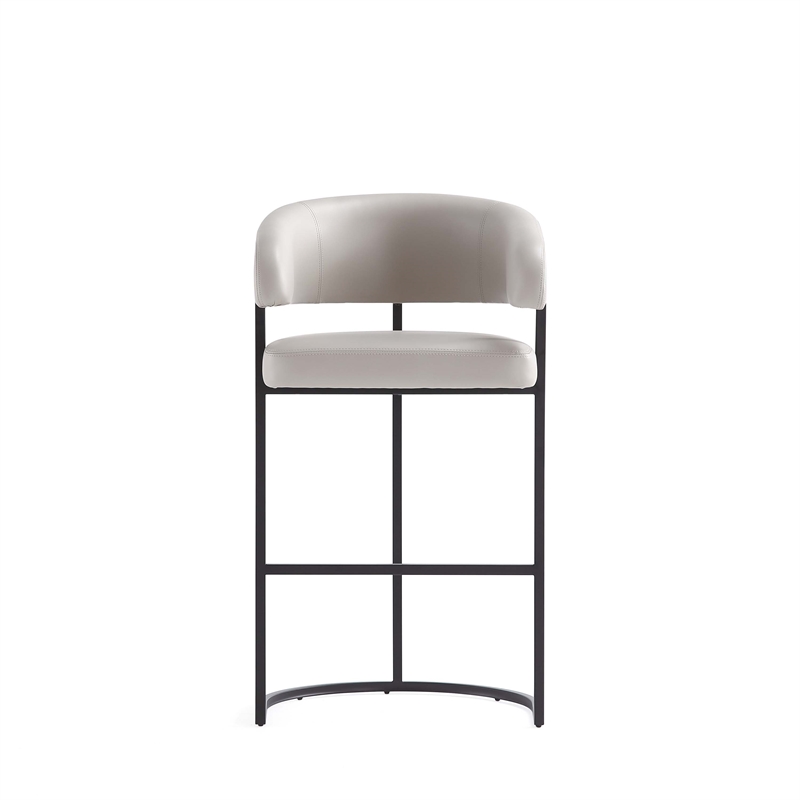 Manhattan Comfort Augusta Barstool with Metal Base in Light Gray - Set of 2