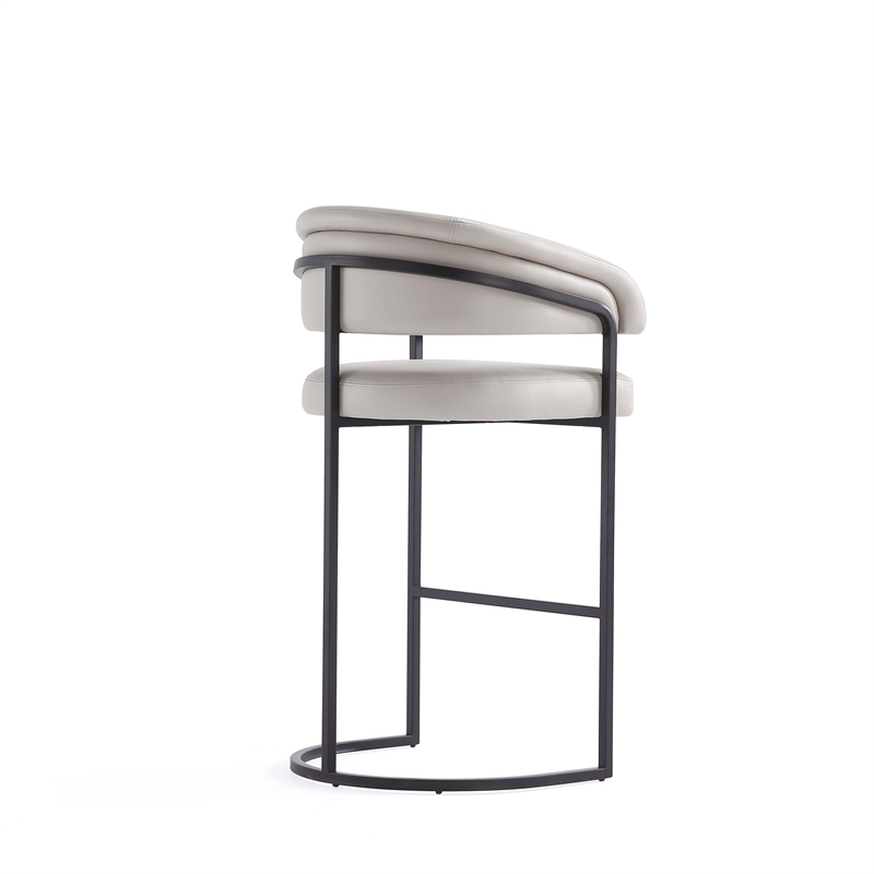 Manhattan Comfort Augusta Barstool with Metal Base in Light Gray - Set of 2
