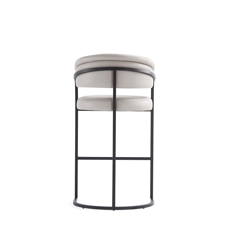 Manhattan Comfort Augusta Barstool with Metal Base in Light Gray - Set of 2
