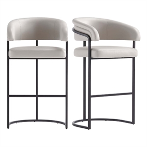 Manhattan Comfort Augusta Barstool with Metal Base in Light Gray - Set of 2