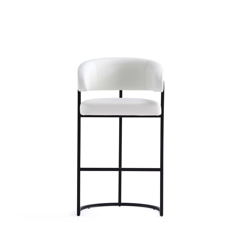 Manhattan Comfort Augusta Barstool with Metal Frame in White - Set of 2