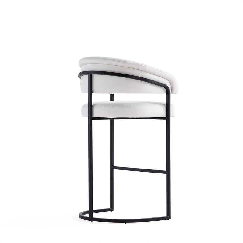 Manhattan Comfort Augusta Barstool with Metal Frame in White - Set of 2
