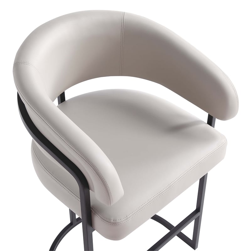 Manhattan Comfort Augusta Counter Stool with Metal Base in Light Gray - Set of 2