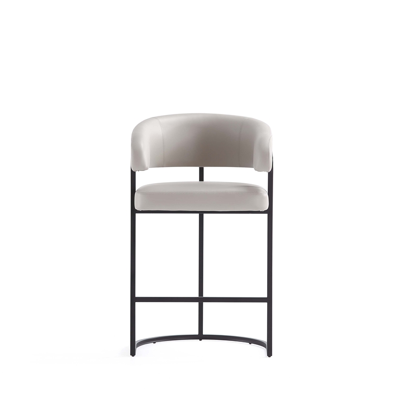 Manhattan Comfort Augusta Counter Stool with Metal Base in Light Gray - Set of 2