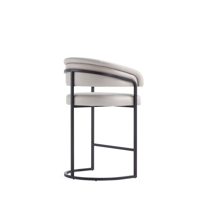 Manhattan Comfort Augusta Counter Stool with Metal Base in Light Gray - Set of 2