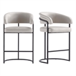 Manhattan Comfort Augusta Counter Stool with Metal Base in Light Gray - Set of 2