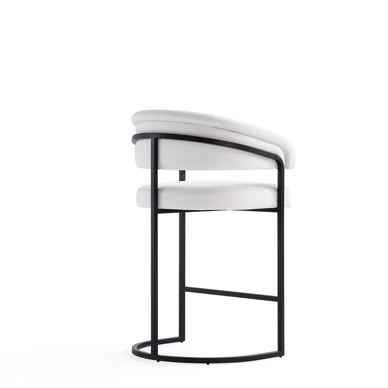 Manhattan Comfort Augusta Counter Stool with Metal Base in White - Set of 2