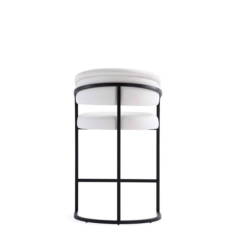 Manhattan Comfort Augusta Counter Stool with Metal Base in White - Set of 2