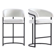 Manhattan Comfort Augusta Counter Stool with Metal Base in White - Set of 2