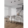 Manhattan Comfort Augusta Counter Stool with Metal Base in Light Gray - Set of 3