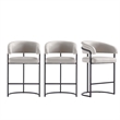 Manhattan Comfort Augusta Counter Stool with Metal Base in Light Gray - Set of 3