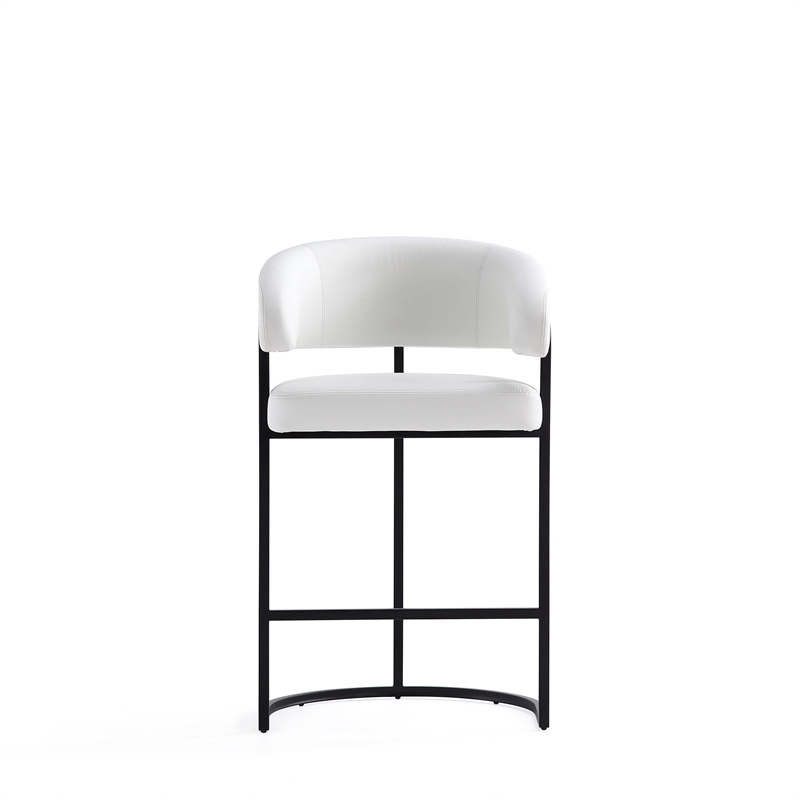 Manhattan Comfort Augusta Counter Stool with Metal Base in White - Set of 3
