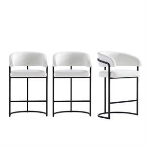 Manhattan Comfort Augusta Counter Stool with Metal Base in White - Set of 3