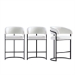Manhattan Comfort Augusta Counter Stool with Metal Base in White - Set of 3