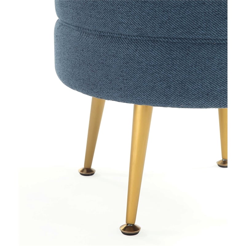 Bailey Woven Polyester & Solid Wood Ottoman - Multi-Color - Gold Feet- Set of 4