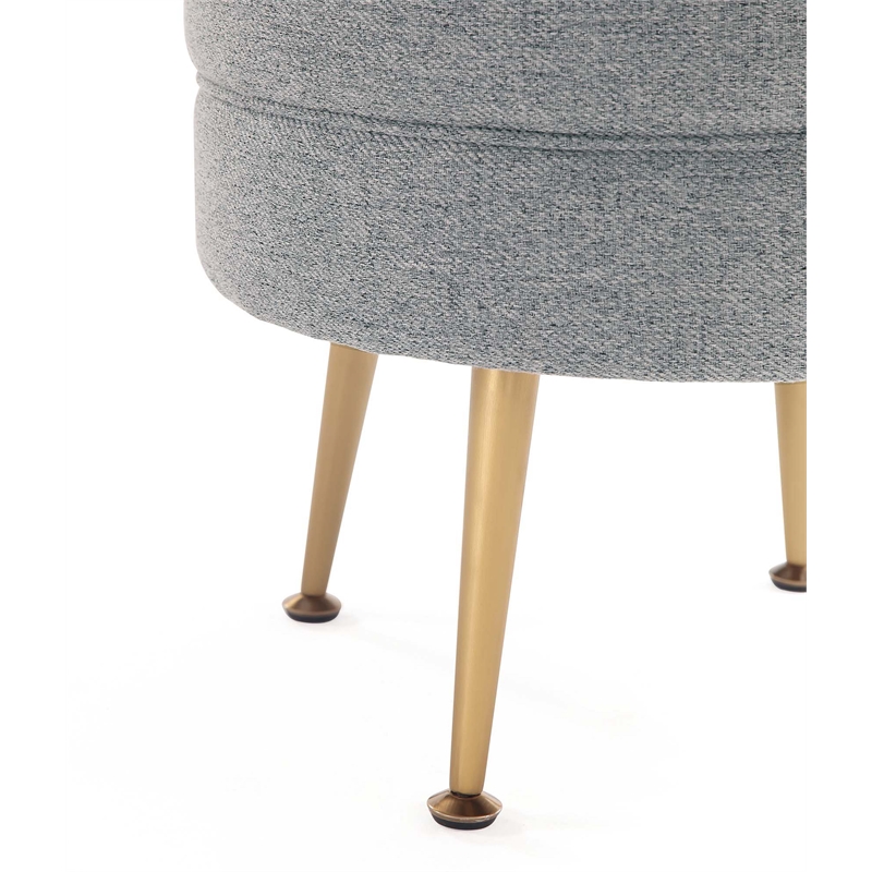 Bailey Woven Polyester & Solid Wood Ottoman - Multi-Color - Gold Feet- Set of 4