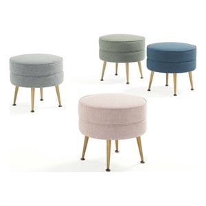 Bailey Woven Polyester & Solid Wood Ottoman - Multi-Color - Gold Feet- Set of 4