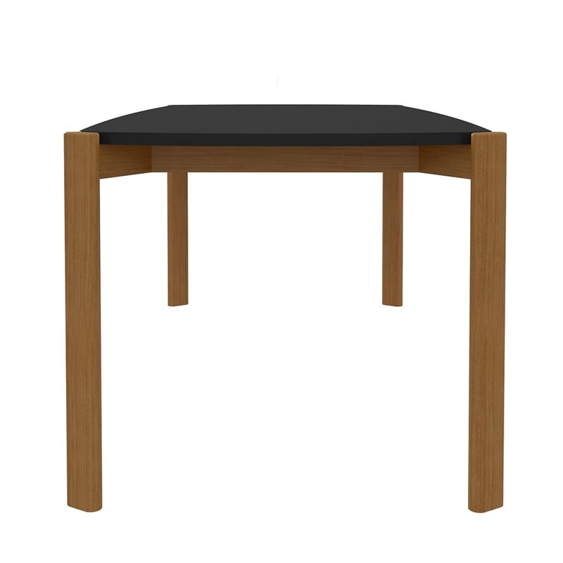 Manhattan Comfort Gales 70.87 Dining Table with Solid Wood Legs in Matte Black