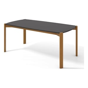 Manhattan Comfort Gales 70.87 Dining Table with Solid Wood Legs in Matte Black