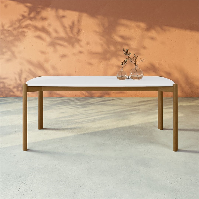Manhattan Comfort Gales 70.87 Dining Table with Solid Wood Legs in Matte White