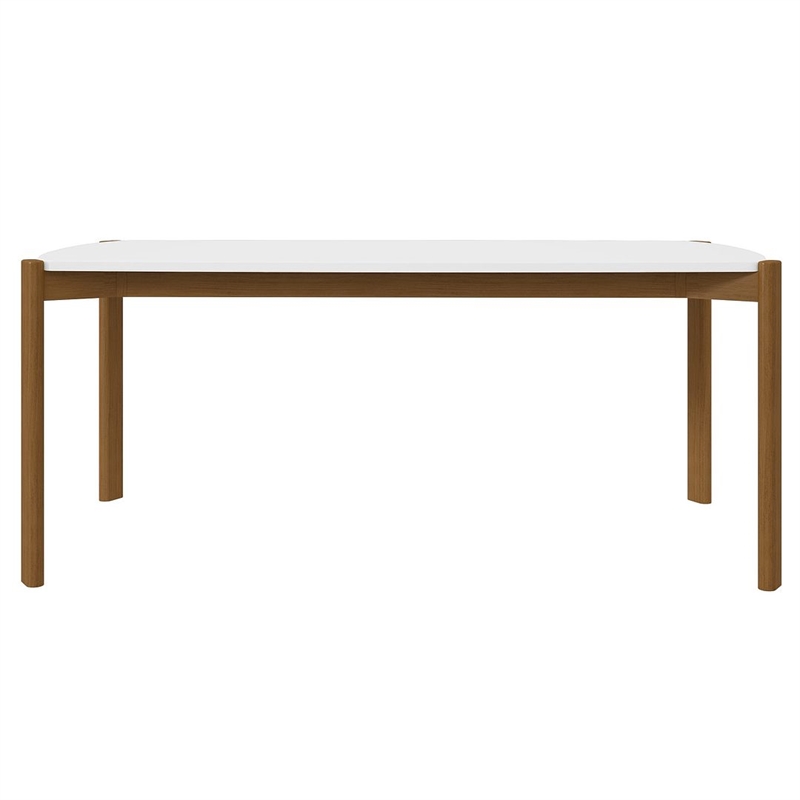 Manhattan Comfort Gales 70.87 Dining Table with Solid Wood Legs in Matte White