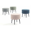 Bailey Woven Polyester & Solid Wood Ottoman - Multi-Color - Black Feet- Set of 4