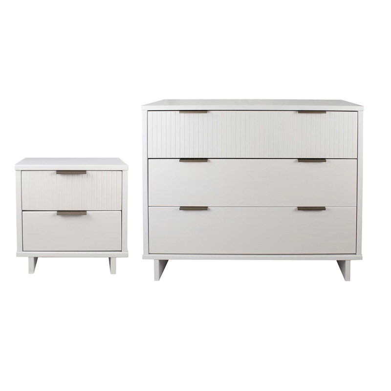 2-Piece Granville Standard Dresser and Nightstand Set - Solid Wood in White