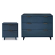 2-Piece Granville Standard Dresser & Nightstand Set-Solid Wood in Midnight Blue