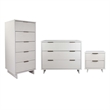3-Piece Granville Solid Wood Dresser Chest and Nightstand Set in White