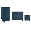 3-Piece Granville Solid Wood Dresser Chest and Nightstand Set in Midnight Blue
