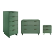 3-Piece Granville Solid Wood Dresser Chest and Nightstand Set in Sage Green