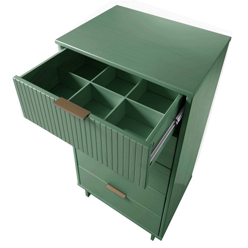 3-Piece Granville Solid Wood Dresser Chest and Nightstand Set in Sage Green
