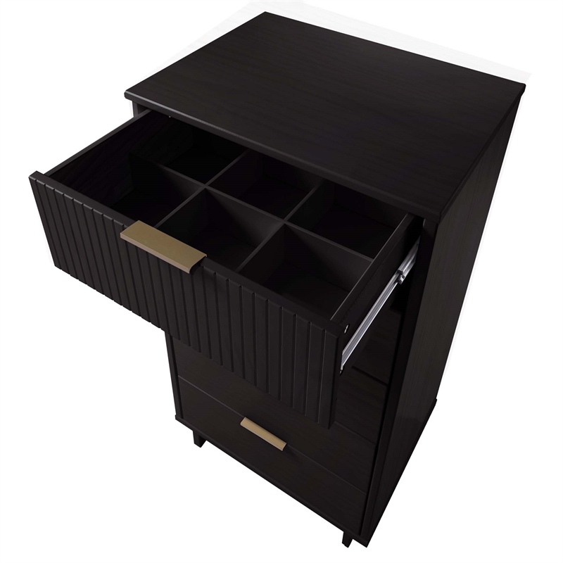 3-Piece Granville Solid Wood Dresser Chest and Nightstand Set in Black