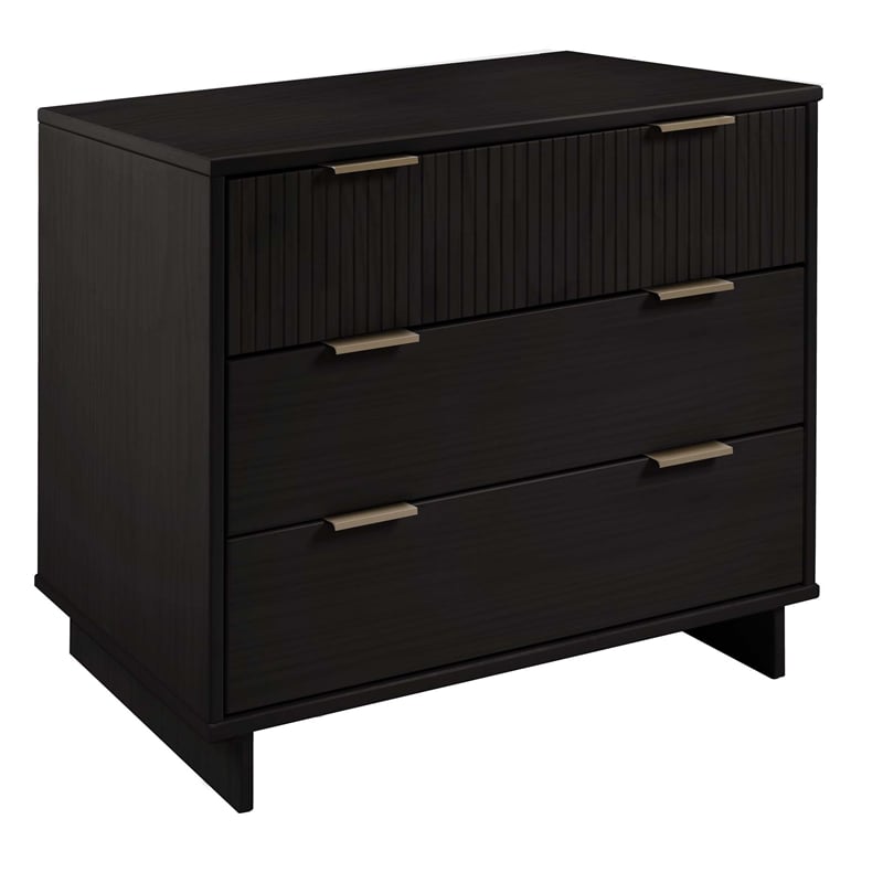3-Piece Granville Solid Wood Dresser Chest and Nightstand Set in Black