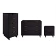 3-Piece Granville Solid Wood Dresser Chest and Nightstand Set in Black