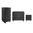 3-Piece Granville Solid Wood Dresser Chest and Nightstand Set in Dark Gray