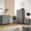 3-Piece Granville Solid Wood Dresser Chest and Nightstand Set in Light Gray