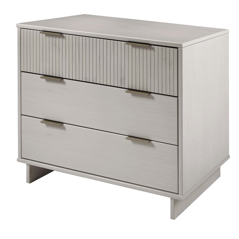 3-Piece Granville Solid Wood Dresser Chest and Nightstand Set in Light Gray