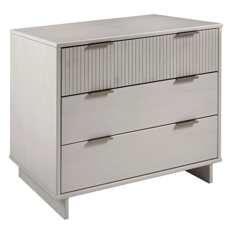 3-Piece Granville Solid Wood Dresser Chest and Nightstand Set in Light Gray